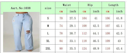 Women's Ripped Straight Boyfriend Denim Wide-Leg Jeans