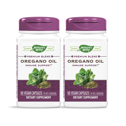 Natures Way Oregano Oil 75-85% Carvacrol per Capsule Vegetarian 60 Vegetarian Capsules Pack of 2