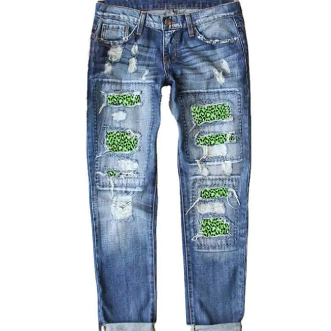 Printed Loose Fit Wide Leg Jeans