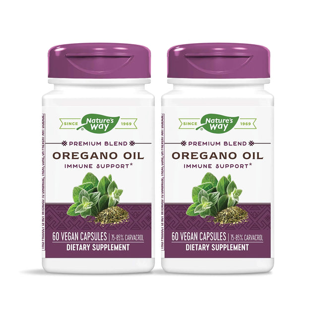 Natures Way Oregano Oil 75-85% Carvacrol per Capsule Vegetarian 60 Vegetarian Capsules Pack of 2