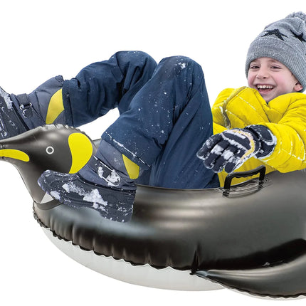MinnARK Sports Penguin Snow Tube: Inflatable Snow Toy for Kids Winter Sled Animal Snow Toy