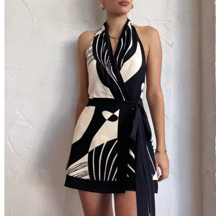 Huhugirl Sexy A - Line Halter Backless Dress for Women - Lamarshop1
