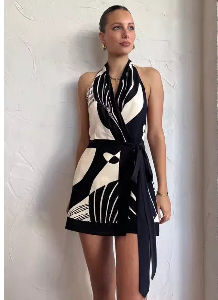 Huhugirl Sexy A - Line Halter Backless Dress for Women - Lamarshop1