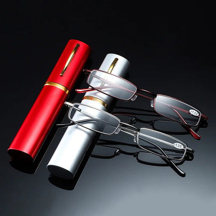 Classic HD Spring Compact Reading Glasses Readers Travel Slim Design with Case - Lamarshop1