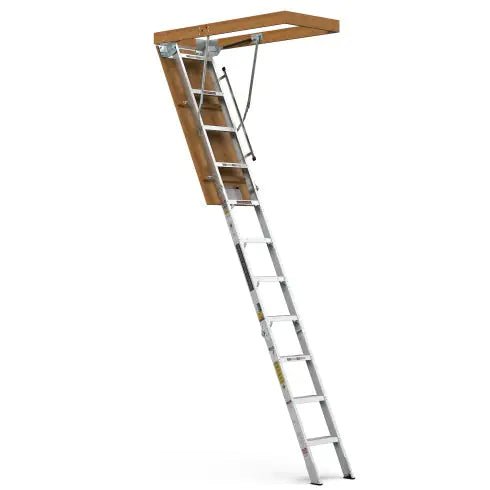 Household Aluminum Attic Ladder 25 X 54 ,350lbs Capacity, 7 - 10 Ft Ceiling Height - Lamarshop1