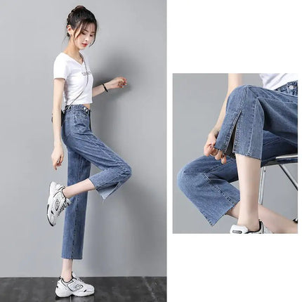 High Waist Women's Straight Leg Wide Leg Jeans