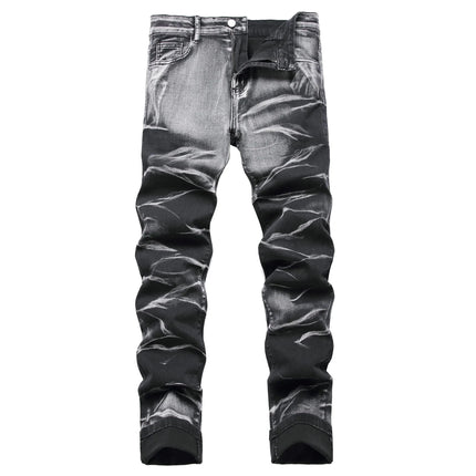 HuuPrr Mens Ripped Jeans Slim Fit Stretch Jeans Distressed Fashion Comfort Pants（530Gray black-34-