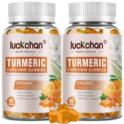 Turmeric Curcumin Gummies with Ginger & Black Pepper Herbal Supplement - 160 Count for Immune Support Healthy Skin - Tumeric Gummy Supplements Vegan Organic Gelatin - Free 2 Pack - Lamarshop1