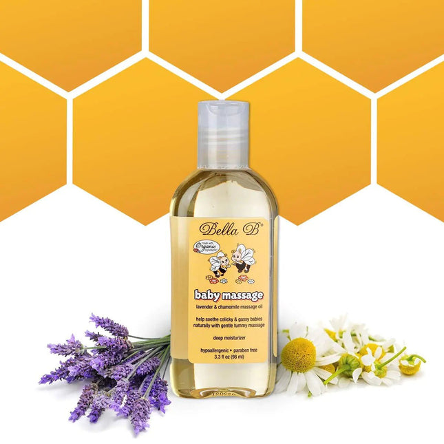 BELLA B Baby Massage Oil 3.3 oz - Baby Oil Organic - Infant Massage Oil Baby - Baby Massage Oil Organic - Organic Baby Oil Lavender - Lavender Baby Oil - Massage Oil Organic for Infants - Lamarshop1