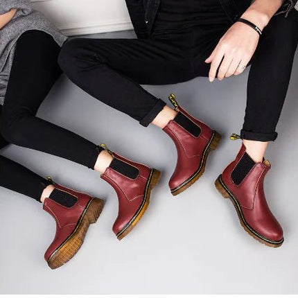 Autumn Style Thick-Heeled Cowhide Martin Boots for Women