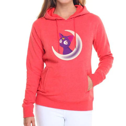 Women's Hooded Sweatshirt with Fleece Cat Design - Lamarshop1