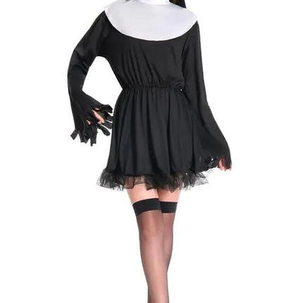 ellzant Adults Nun Costume Outfits for Halloween Womens Holy Sister Priest Cosplay Dress Headpiece Set - Lamarshop1