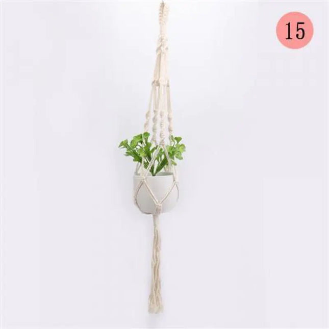 Handwoven Cotton Rope Hanging Planter Basket - Lamarshop1