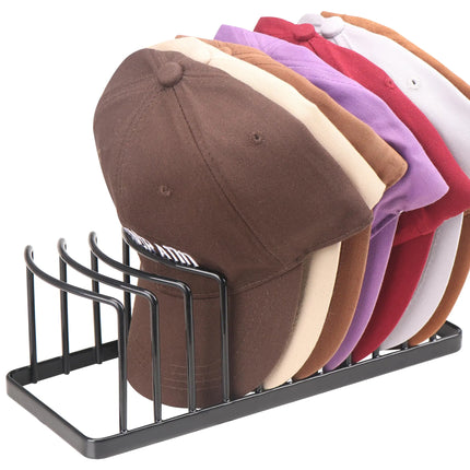 YiSeyruo Hat Organizer for Baseball Caps - Space Saving Hat Stand Hold 10 Caps - Premium Metal Hat Rack for Baseball Caps Display & Organizer Neat and Orderly - Hat Organizer for Closet (Black)