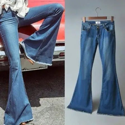 Women's Slim-Fitting Mid-Waist Wide-Leg Jeans