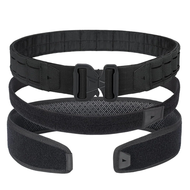YAKEDA Tactical Battle Belt–Quick - Release Mens Belts Padded Tactical Nylon Belts with Inner Belt & Anti - slip Belt (Black M(36 - 42")) - Lamarshop1
