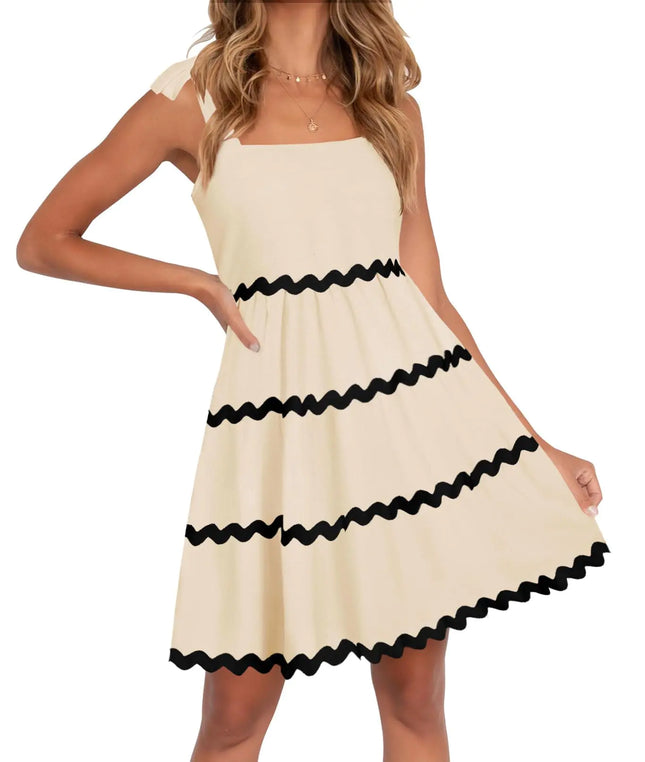 ZESICA Womens Summer Swing Mini Dress Casual Spaghetti Straps Sleeveless Smocked Backless Flowy A Line SundressApricotLarge - Lamarshop1