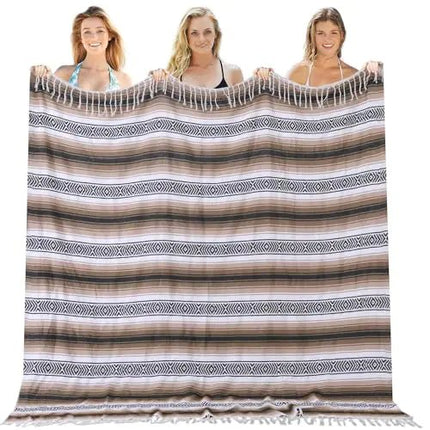 Mexican Throw Blanket Lightweight Serape Outdoor Blanket Extra Large Picnic Blanket Camping Blanket Beach Blanket Turkish Towel Sandproof Honeymoon Gift Fast Dry XL Compact Tent Gadgets 60" x 78" Mint - Lamarshop1