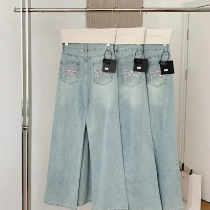 Ballet Embroidery Light Blue Wide-leg Jeans