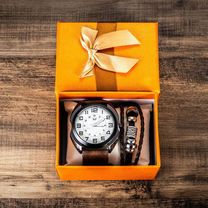 Quartz Watch and Bracelet Set for Men