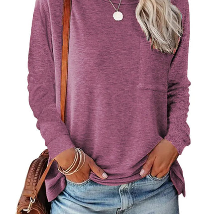 Pocket Split Long - sleeved Casual T-shirt - Lamarshop1