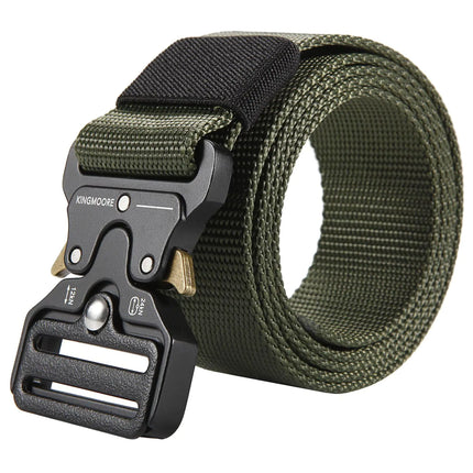 KingMoore Mens Tactical Belt Heavy Duty Webbing Belt Adjustable Military Style Nylon Belts (Waist:47" - 51" Army Green) - Lamarshop1