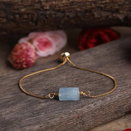 Adjustable Women’s Metal Chain Bracelet with Prismatic Stones