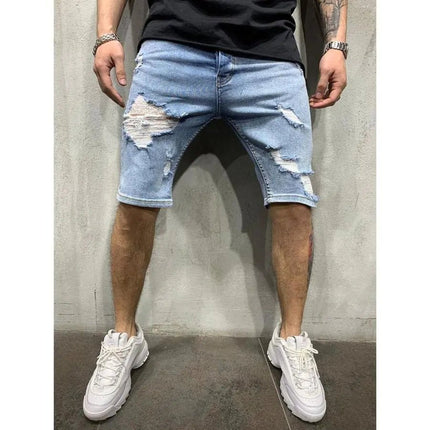 Slim Fit Men's Denim Pants with Holes - Lamarshop1