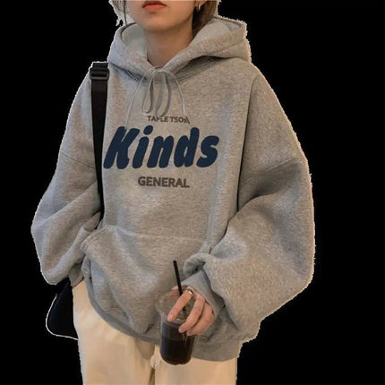 Women's Hooded Fleece Sweater with Letter Design - Lamarshop1