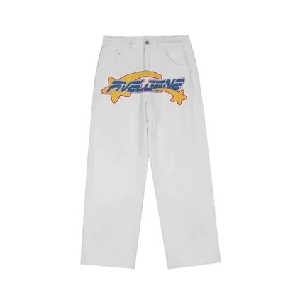Y2K Vintage Embroidered Wide Leg Jeans for Men
