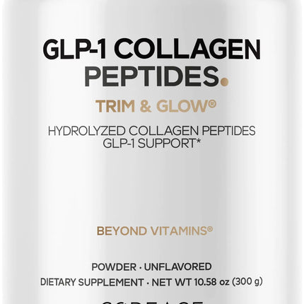 Codeage GLP-1 Collagen Powder Supplement - Nextida GC Collagen Peptides - GLP 1 Support - Hydrolyzed Collagen Grass-Fed Type I & III Unflavored - Non-GMO Gluten-Free Dairy-Free - 10.58 Oz