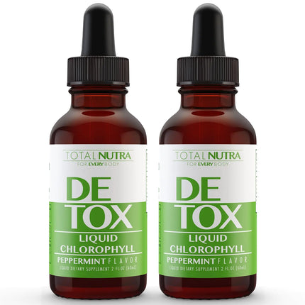 Liquid Chlorophyll Drops 50mg: Vegan Chlorophyll Liquid Drops for Natural Energy Boost Immune Support Body Detox for Skin Care Internal Deodorant Mint Flavor Non - GMO Gluten Free Total Nutra 2pack - Lamarshop1