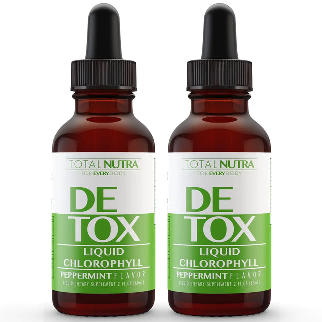Liquid Chlorophyll Drops 50mg: Vegan Chlorophyll Liquid Drops for Natural Energy Boost Immune Support Body Detox for Skin Care Internal Deodorant Mint Flavor Non - GMO Gluten Free Total Nutra 2pack - Lamarshop1