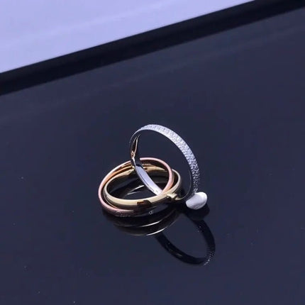 Diamond Couple Design Trend Cross Three Rings in 3 Colors