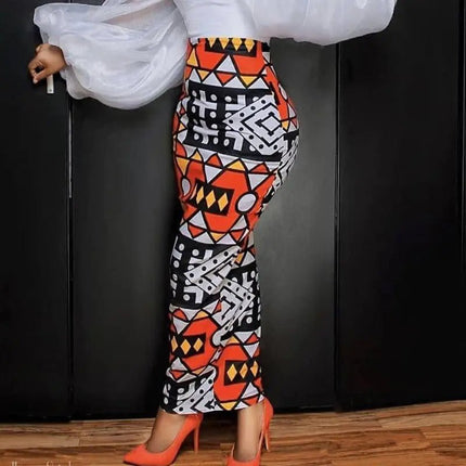 High Waist Large Size Slim Geometric Print Skirt - Lamarshop1