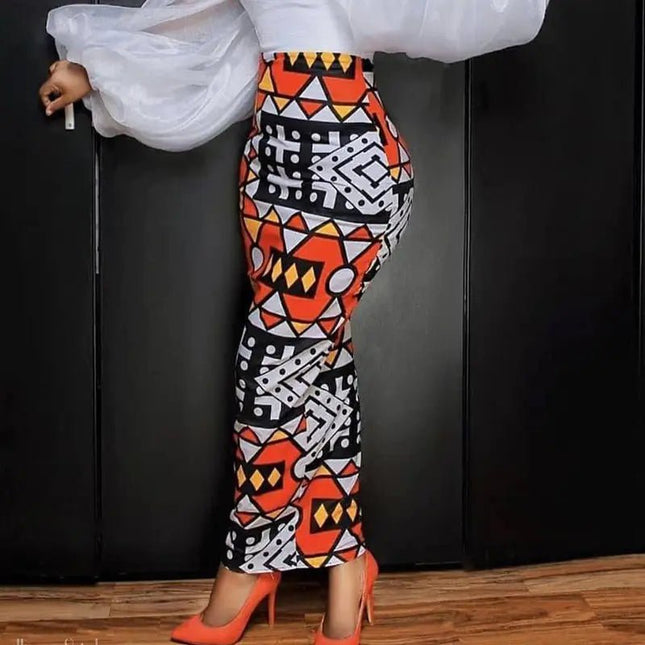 High Waist Large Size Slim Geometric Print Skirt - Lamarshop1