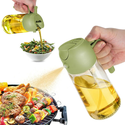 Oil Dispenser Bottle for Kitchen2 in 1 Olive Oil Dispenser and Oil Sprayer17oz/500ml Olive Oil BottleOil Sprayer for CookingPremium Glass Oil BottleOil Mister KitchenSaladBarbecue(Green) - Lamarshop1