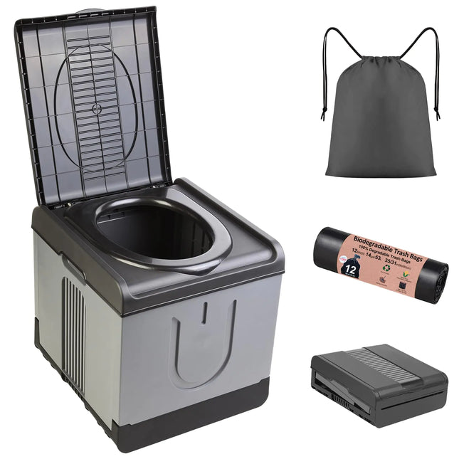 PORMYTRIP Portable Toilet Camping Toilet Foldable Toilet for Car Indoor Outdoor Commode Travel Toilet Portable Toilet for CampingTentHikingBoatingLong Road TripsTraffic jamHome XX-Large Gray