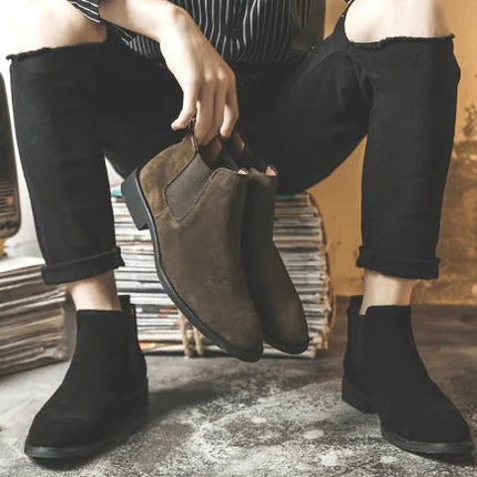 Men's High - Top Leather Chelsea Ankle Boots - Lamarshop1