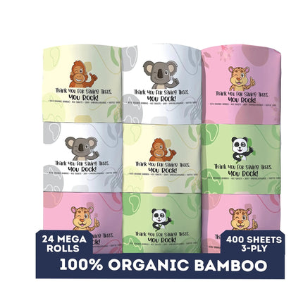 MOTHER EARTH Bamboo Toilet Paper - Ultra Soft & Strong 3 - Ply Bath Tissue 400 Sheets Per Roll Hypoallergenic & Septic Safe Mega Rolls Pack of 24 Rolls - Lamarshop1