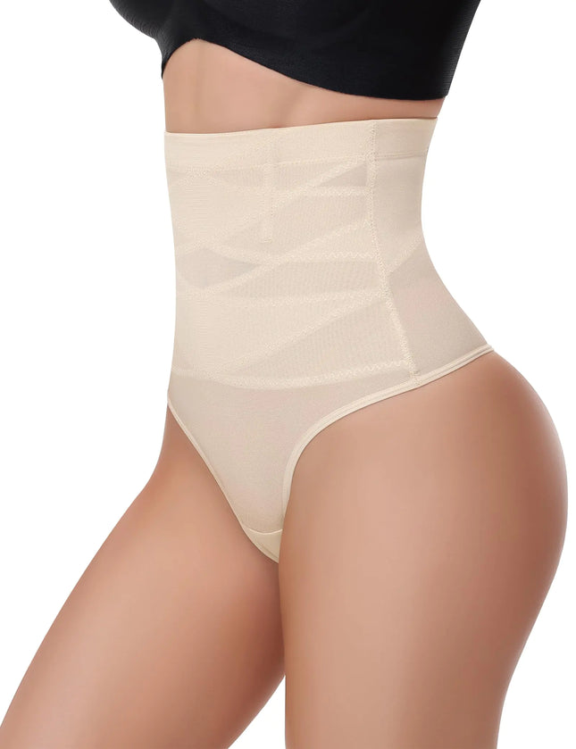Yeblues Tummy Control Thong Shapewear Women Seamless High Waisted Thong Panties Body Shaper Underwear(Nude2X - Large) - Lamarshop1