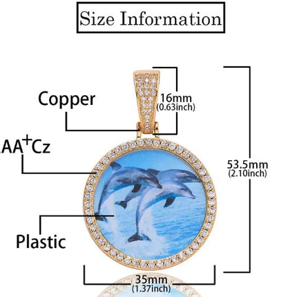 Round Micro Set Zircon Picture Frame Necklace