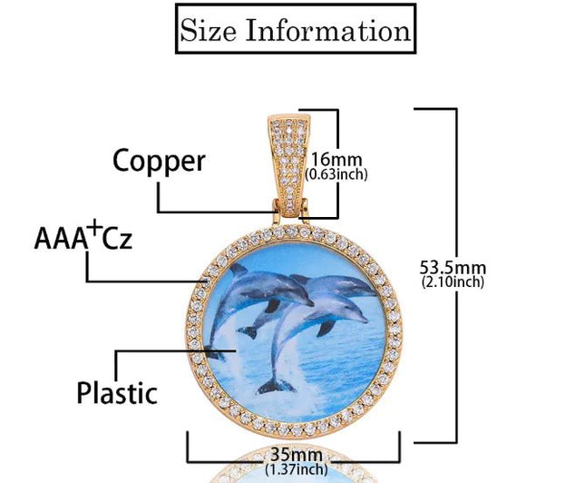 Round Micro Set Zircon Picture Frame Necklace