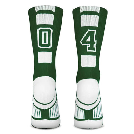 ChalkTalkSPORTS Custom Team Number Socks | Youth & Adult Athletic Performance Socks | Green Number Socks | Choose Your Number