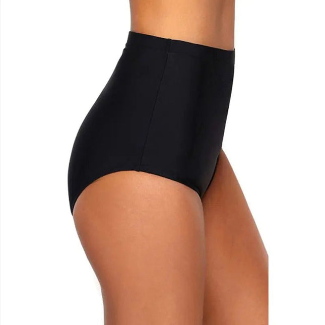 High - Waist Solid Color Anti - Glare Bikini Briefs - Lamarshop1