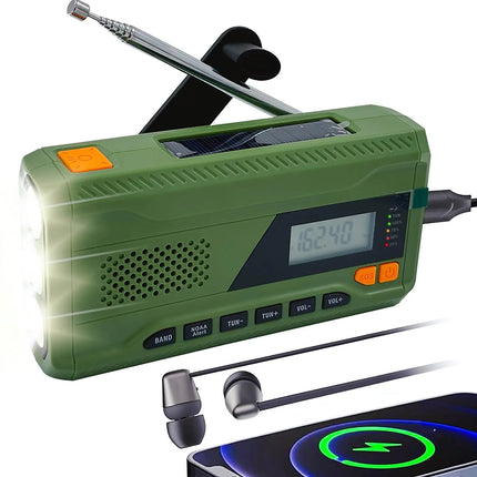 iRonsnow 4500mAh Solar Hand Crank Emergency Radio AM/FM/NOAA Alert Portable Radio with Digital Display Led Flashlight & Headphone Jack 3 - Way Powered SOS Alarm for Indoor/Outdoor Emergencies - Lamarshop1
