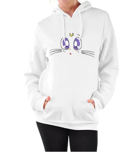 Women's Hooded Sweatshirt with Fleece Cat Design - Lamarshop1