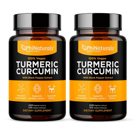 PhiNaturals Turmeric Curcumin Supplement with Black Pepper Extract - 4200 mg Whole Curcuma Root Equivalent Per 3 Capsules Serving - Tumeric Pills - Lamarshop1