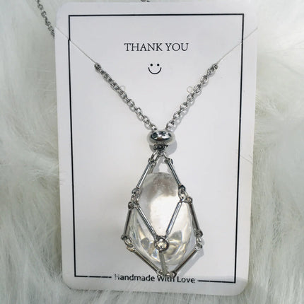 Crystal Raw Stone Pendant Necklace - Lamarshop1