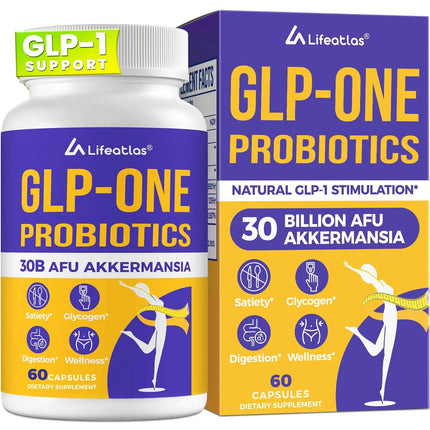 GLP-1 Supplement Probiotic | Support GLP-1 Naturally GLP-1 with 30 Billion AFU Akkermansia Probiotic GLP1 Probiotics for Women & Men GLP 1 Supplement for Gut Energy GLP-1 Levels 60 Capsules